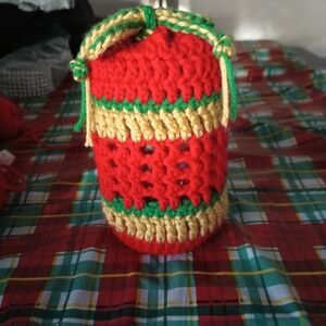 Colorful Crochet Drawstring Bag